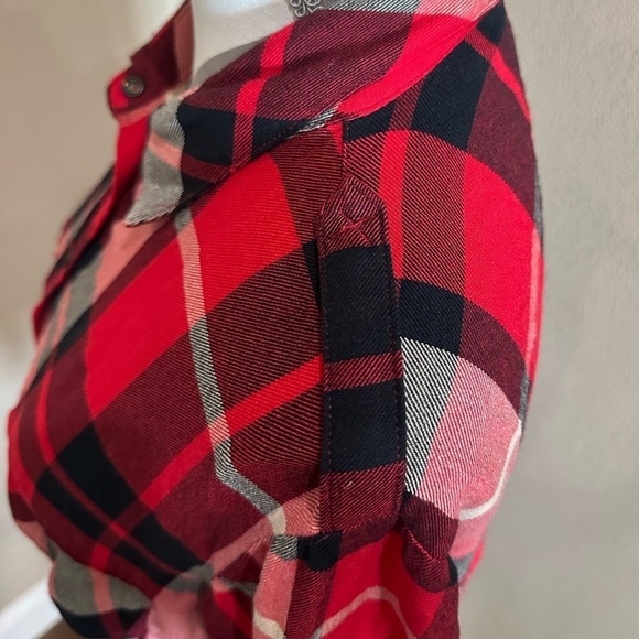 SANCTUARY Red/Black Plaid Boyfriend Shirt - Picture 3 of 8